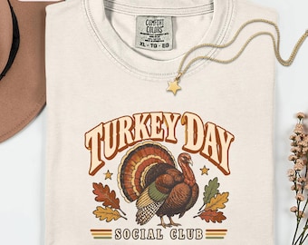 Camiseta Retro Turkey Comfort Colors, Camiseta del Día de Acción de Gracias, Divertido Gráfico Otoñal