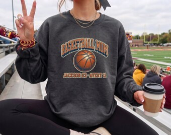 Sudadera infantil con el nombre de mamá de baloncesto, sudadera retro personalizada para el día del partido.