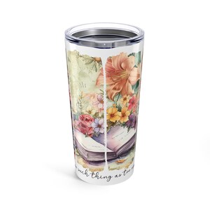 Floral Bookish Drink Tumbler: 20oz Stainless Steel Drinkware
