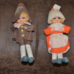 Pixie Elfen Kinder Thanksgiving Kitschig Paar 1950er Jahre