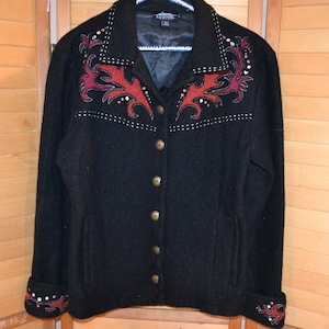 Vintage Iceland Wool Jacket Blazer Winter Fire Print