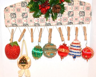 Christmas Tree Ornaments Beads Sequins & More 1970's  Lot of Seven