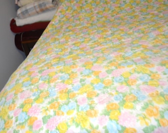 1970s Happy Flowers Retro Groovy Flower Child Bedspread