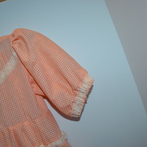 Vintage Little Girl Gingham Prairie Orange Bliss with White Dress image 4