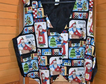 Vintage Christmas Vest Whimsical Santas and More