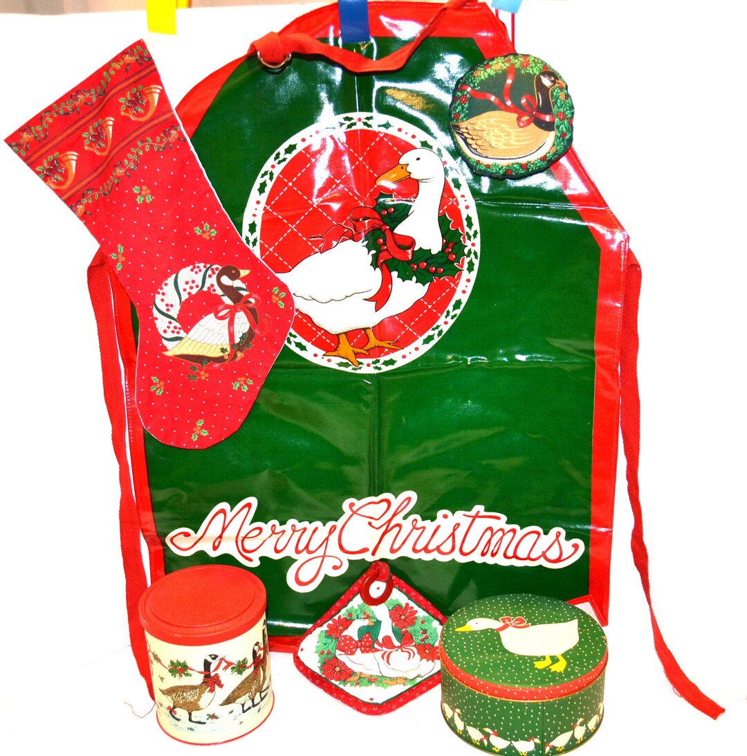 Vintage Christmas Goose Collection Kitschy Cottage Core Retro Country