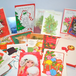 Lote de tarjetas navideñas de los años 1950 a 1980 (75 piezas)