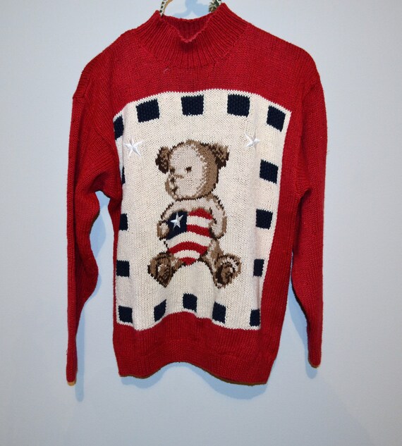 Vintage Sweater All American Teddy Bear | Etsy