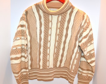 Vintage Sweater Hip Hop Coogi Style Ladies Sand and Buff 1990's