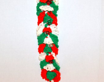 Christmas Kitschy Crochet Wall or Door Hanger with Jingle Bells