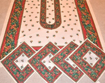 Vintage Tablecloth Christmas Fruit & Glam Plus Napkins