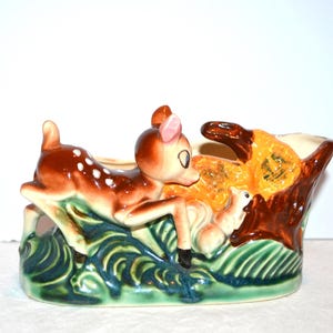 Maceta vintage con diseño de ciervo, años 50, estilo kitsch, estilo rural, estilo shabby chic.