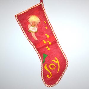 1950's Stocking Red Felt Pixie Angel with Rick Rack