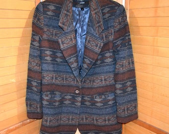 Vintage Oversized  Urban Aztec Southwestern Native Print Blazer