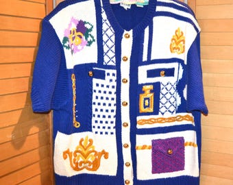 Vintage Sweater Celebrating France and All Things French