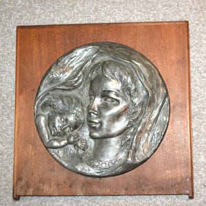 Catholic Religious Italian Pewter Mary and Jesus Picture