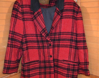 Vintage Woolrich Red Plaid Jacket, Wool Boyfriend, Retro, Hunters Style