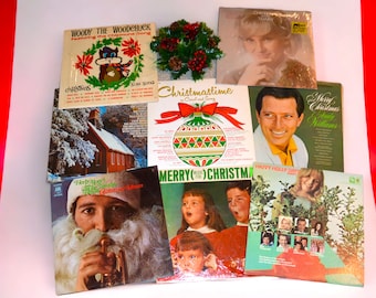 Christmas Vinyl Music Collection for Entire Season Vintage Set of Eight