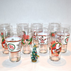 Christmas Glasses Soda Coke Style Big Boy 10 Pack