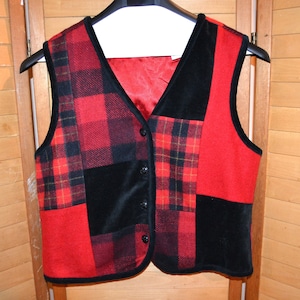 Vintage Vest Wool Velvet Plaid Boyfriend Style