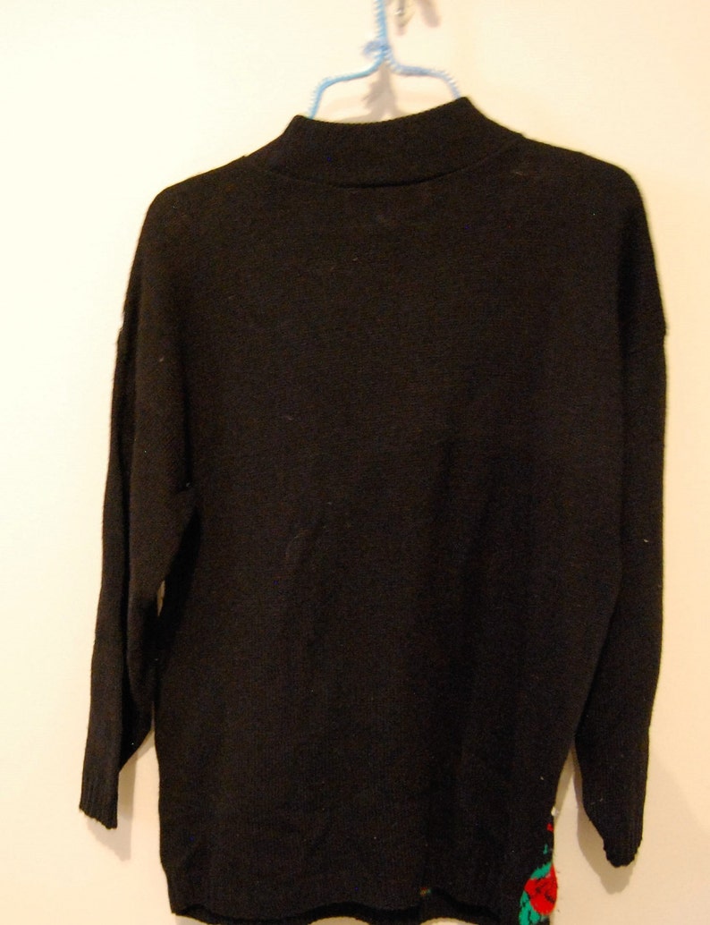 Vintage Sweater Hipster Red Roses with Black Etsy