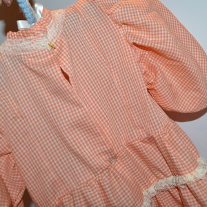 Vintage Little Girl Gingham Prairie Orange Bliss with White Dress image 2