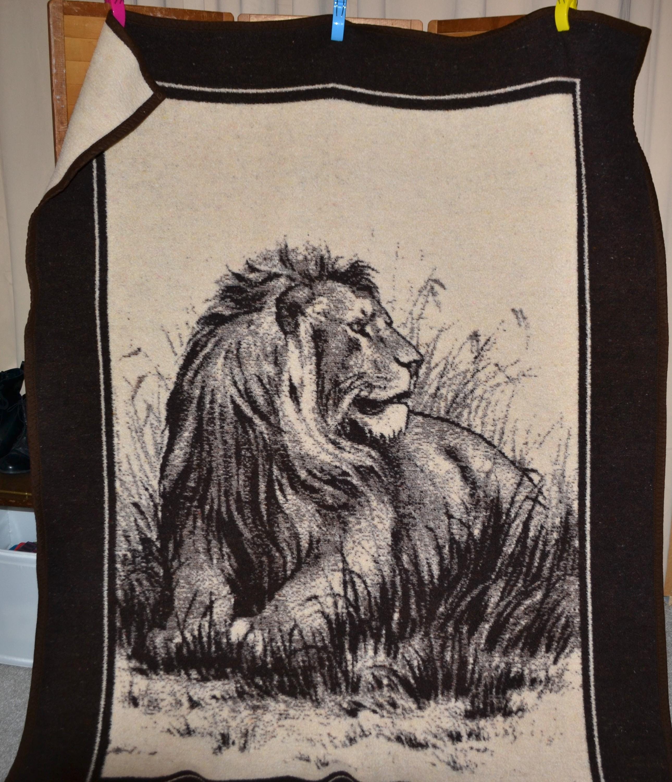 Tiger Biederlack Lion Blanket Vintage Lion Blanket Revert Lodge