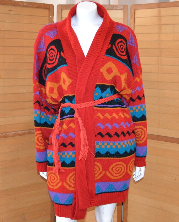 Vintage Wrap Sweater Aztec Print Mayan 
