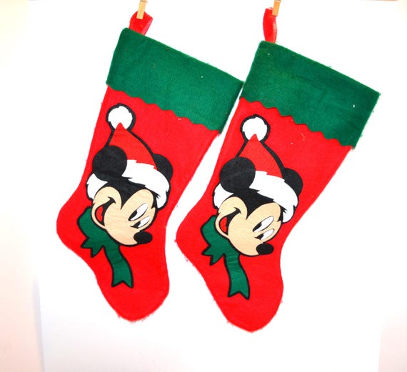 ヴィンテージストッキング キッチュ ファジー ミッキーマウス ペア