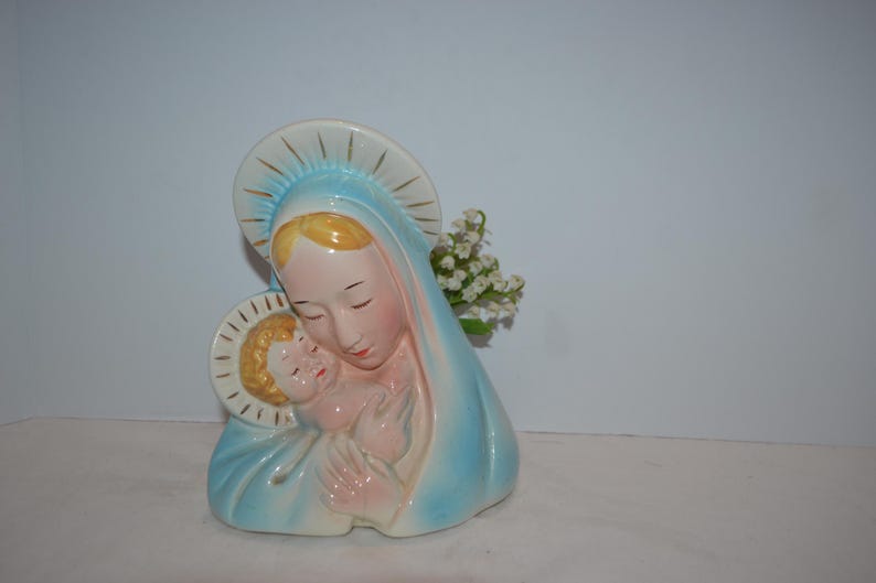 Art Deco Virgin Mary Madonna With Baby and Planter 1950s - Etsy