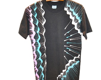 Vintage Shirt Black with Splatter Western Aztec Galactic Gamer