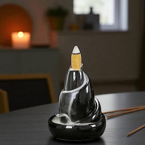 Incense Spiral Waterfall Burner – Handcrafted Ceramic Backflow Holder, Zen Decor for Meditation, Aromatherapy & Relaxation Gift