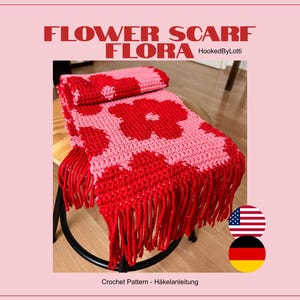 Blumenschal Flora | PDF-Häkelanleitung | Häkel-Blumenschal | Anfängerfreundliches Projekt | DIY Häkelmuster | Sofortiger Download