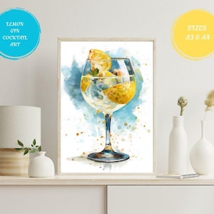 Lemon Cocktail Wall Art Aesthetic Bar Cart Decor Vibrant Drink Poster Modern Kitchen Colourful Funky Summer Beverage Unique Gift