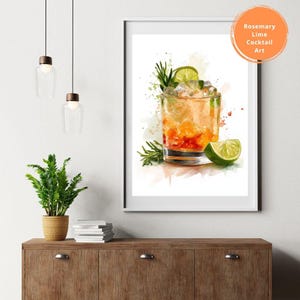Orange Lime Cocktail Wall Art Aesthetic Bar Cart Decor Vibrant Drink Poster Modern Kitchen Colourful Funky Print Unique Gift