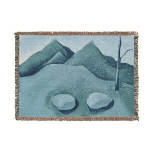 Mountain Landscape Woven Blanket - Cozy Home Decor, Hand Painted, Gift for Nature Lovers, Bohemian Throw, Camping Blanket, Art Tapestry