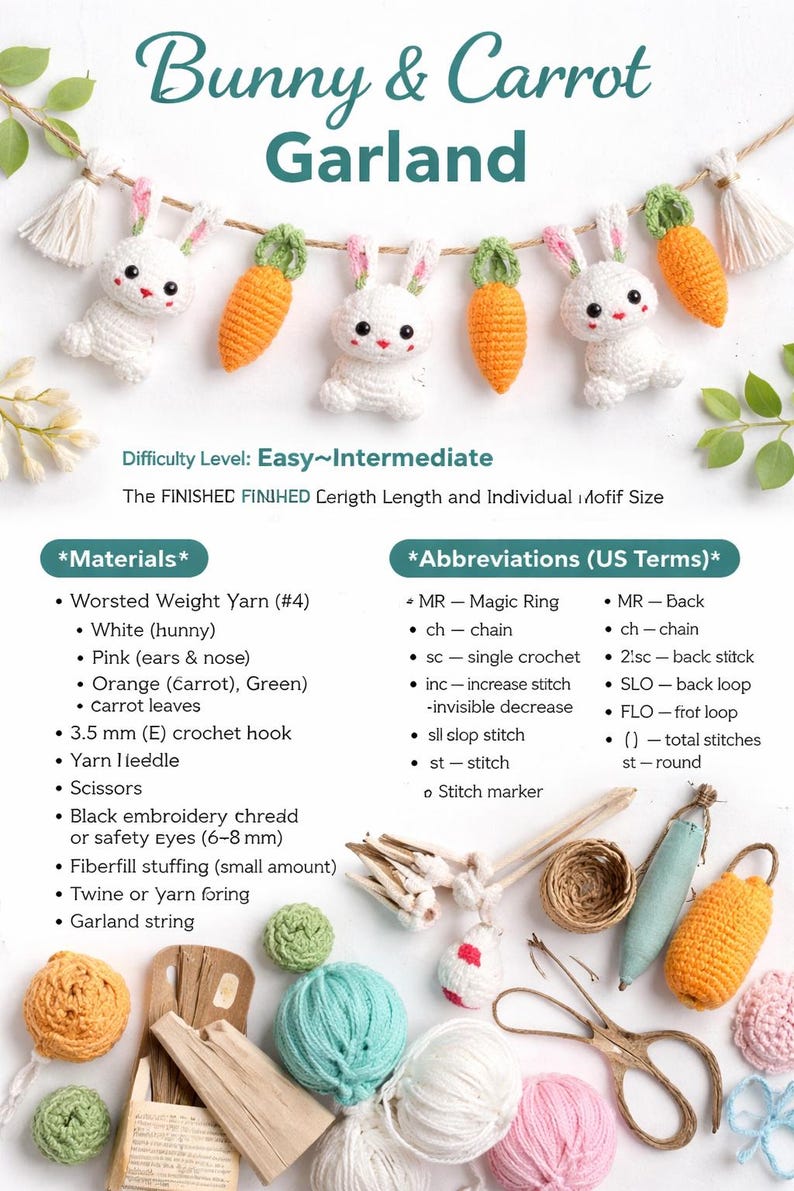 Bunny & Carrot Garland Crochet Pattern – PDF Download - Etsy