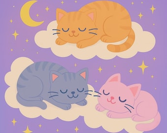 Cat Coloring Book Printable | Sleeping Cats for Adults and Kids | Digital Download | Dreams & Whiskers