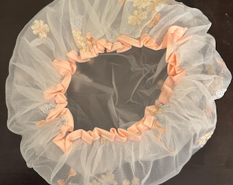 Gorro de ducha para bebés y niños, impermeable, con encaje bordado floral y forro de vinilo.