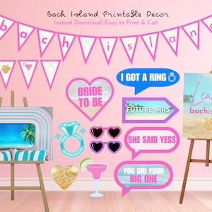 Bach Island Bachelorette Party Decor Bundle – Love Island Theme | Digital Download Banner, Photo Booth Props, Signs & Backdrop