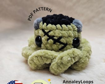 Patrón Frankenstein Pulpo Crochet / Peluche Halloween Amigurumi PDF