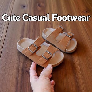 Genuine Leather Kids Sandals – Unisex Summer Shoes for Boys & Girls – Cute Casual Footwear – Adjustable Straps – New Collection