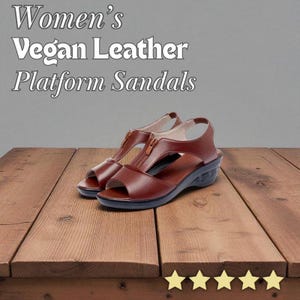 Women’s Vegan Leather Platform Sandals – Comfortable Summer Zip Sandals – Beach Shoes with Wedge Heel – Casual Daily Footwear