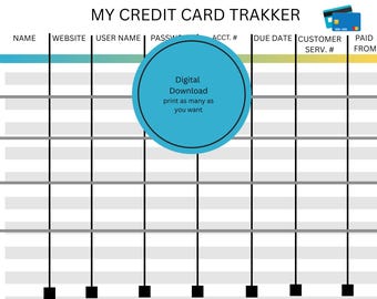 Credit Card Tracker – Personal Finance Log (Digital Download)