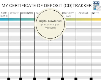Certificate of Deposit (CD) Trakker - Maturity Date Organizer