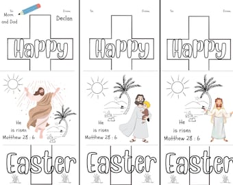 Easter Surprise Card Craft Coloring Activity   3 folding cards on one sheet
