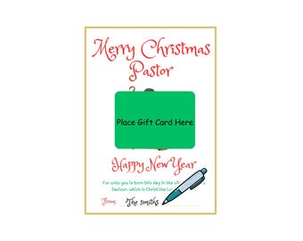 Pastor Merry Christmas Gift Card Holder