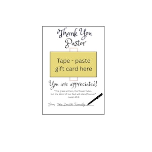 Pastor Gift Card Holder Pastor Appreciation  Month  October