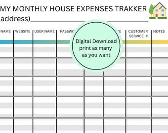 monthly house expenses information  organizer