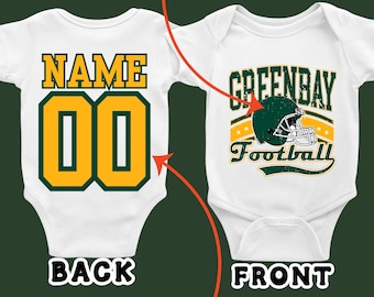 Camiseta de fútbol americano de Green Bay para niño, estilo retro universitario, con nombre personalizado